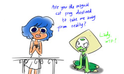 screwpinecaprice:  How about an AU where Lapis is a very very lonely human girl who spends too much time with her fantasy books?