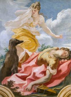 centuriespast:    PELLEGRINI, Giovanni AntonioVenus Weeping over the Death of Adonisc. 1704FrescoVilla Alessandri, Mira   