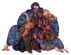 s-u-w-i:Bilbo, Thorin, Dís, Fili, Kili - family sleeping picture (..uhuh well..more like me drawing stupid things &gt;&lt; )  this picture is for all the amazing Hobbit-fanfictions writers :3 