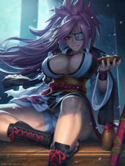 sefuart:   Baiken from Guilty Gear Xrd REV 2. As you can see, she’s been eating very well since her last appearance in the series. 