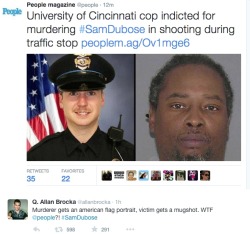 onevagabond:  Cincinnati, Oh (07/29/15) - A University of Cincinnati police officer was indicted Wednesday on a murder charge in what a prosecutor called “a senseless, asinine shooting” during a minor traffic stop. It was the first time such a charge