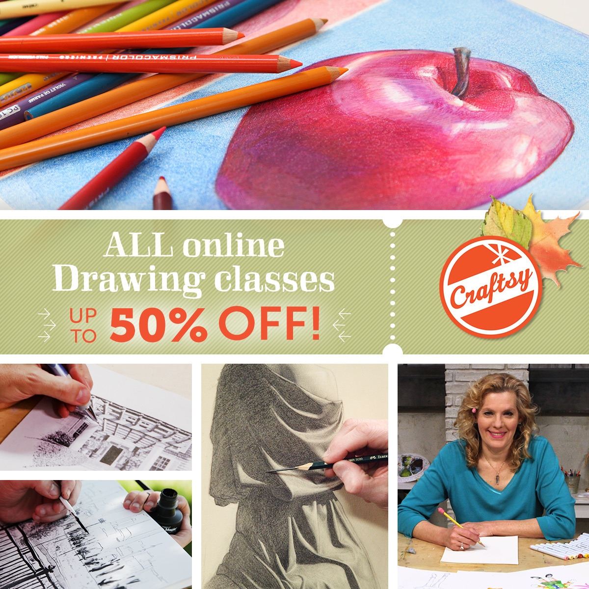 Craftsy, our longtime sponsor, is having a Big Fall Sale with all of their drawing classes (and other classes) up to 50% off. Give it a look here&gt;