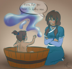 motorcyclle:  A quick doodle of senna and baby korra :3  Click my link to Korra Nation