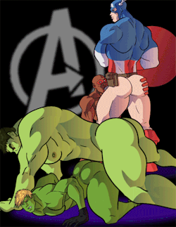 patrickfillion:  Hulk pounds Hulkling. Cap America face fucks Patriot.  AWESOME fan art and animation by Gene Lightfoot! 