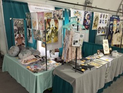 Our table at APE :)  I’m really happy with our table setup this time; its too bad the con is really small ;w;