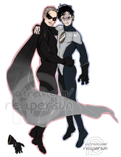 reapersun: Support me on Patreon! =&gt; Reapersun@Patreon A patron’s doodle request for superhero/villain hannigram~~ I wrote a lot about it on my patreon so I’m just gonna copypaste that tl;dr here~ “It turns out I can’t design a very good superhero