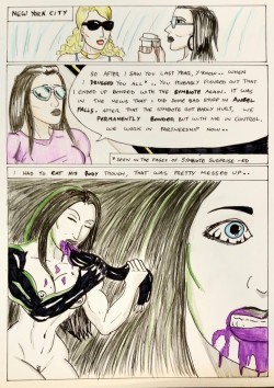 Kate Five vs Symbiote comic Page 157  Kate and Centennia take 5 to catch up over coffee.  Finally we see Kate eating Ghede’s body! Gross!  Centennia appears courtesy of cosmicbeholder