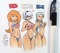 callmepo: One red. One white. One blue.   Started off as headshots picked because of hair color and just kinda evolved…  Happy 4th of July everyone!  