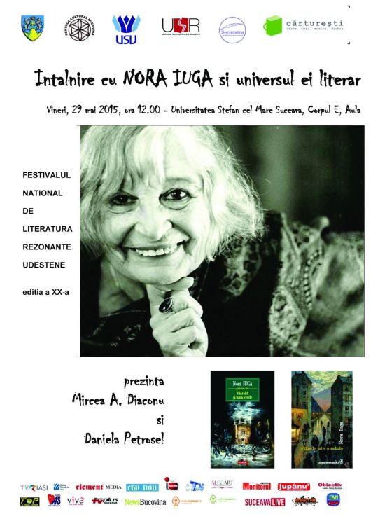 Nora Iuga, invitata de onoare a Festivalului „Rezonanţe udeştene”, ediţia 2015