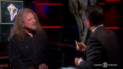 robertplantdoingthings:  Watch Robert Plant Hand Stephen Colbert a Joint (x)  &ldquo;For the purposes of my lawyer and the network, this is a cigarette,&rdquo; Stephen Colbert says of Led Zeppelin singer’s gift  