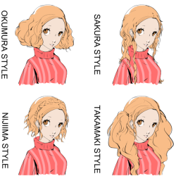 brinkofmemories: Haru Okumura with all the P5 girls’ hairstyles!