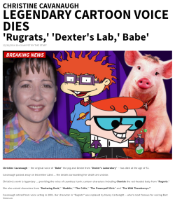 dynastylnoire:  thekingsvoice:  thesupremeyears:  roguevsrogue:  IF YOU WERE AN 80s or 90s baby, this story hits home.  I grew up on some of her most loveable, iconic, memorable characters!  Her voice was truly one of a kind!  CHUCKIE - Rugrats  BABE