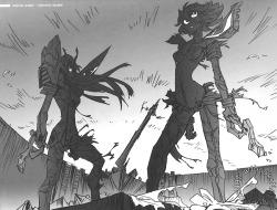 artbooksnat:  Kill la Kill (キルラキル) The closing gallery in The Art of KLK Vol. 3 (Mandarake) features new illustrations by several of the creators who worked on the anime. This dramatic scene is by Kill la Kill director Hiroyuki Imaishi (今石洋之).