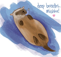 maggielovesotters:  I LOVE this artwork of Mishka the sea otter at Seattle aquarium who has been diagnosed with asthma.  Source (PLEASE don’t remove): https://twitter.com/shegeekshow/status/644578968796987392