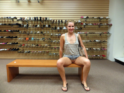 Upskirt at the shoe store