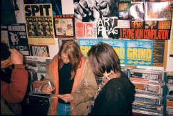 griimees:  Cobain signs one of his first autographs at Rough Trade Records in London. Photo by Bruce Pavitt. 