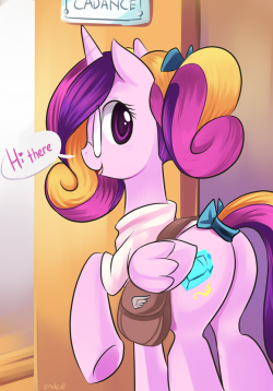highschool-cadance:  Hi There~ My name is Cadance. It’s nice meeting you. Im currently studying at  Equestria High. There’s so much to do here, and I hope I can share with you ponies. Well, I’m off now. I’ll see you guys later 
