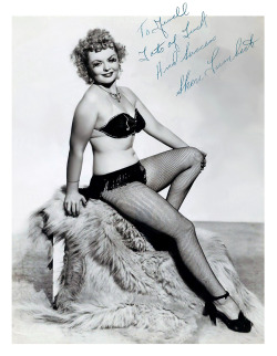 Sheri LambertVintage promo photo personalized:  “To Jewell — Lots of Luck And Success — Sheri Lambert”.. Could possibly be a memento gifted to fellow dancer Jewell White (aka. Flo Ash).. The time period fits. And there are very few dancers named