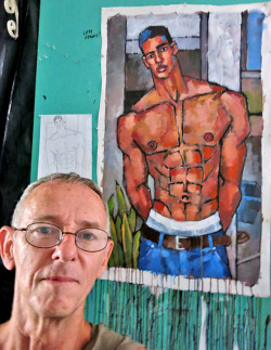 douglassimonson:The latest in my Shirtless series, Shirtless Backyard, acrylic painting by Douglas Simonson (2015). Douglas Simonson websiteSimonson on EtsySimonson on Fine Art AmericaSimonson on Redbubble