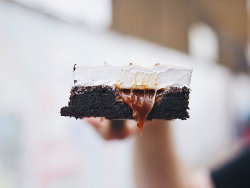 sweetoothgirl:  Salted Caramel Cocoa Brownie with Burnt Swiss Meringue