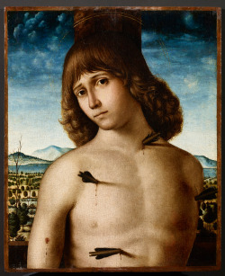 elegantiaearbiter:  Saint Sebastian, by Pietro de Saliba, Accademia Carrara, Bergamo. 