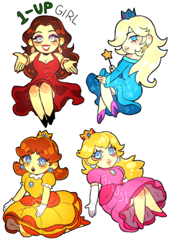 ghostfx:made some mario girls stickers for metrocon!  theyre up on my redbubble too !