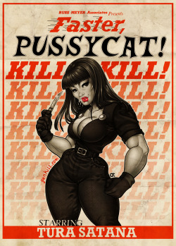 gunkiss:  Tura Satana as Varla on Faster, Pussycat Kill! Kill! This is a gift for my dear friend Victor, check him out!! I’ve watched some Russ Meyer’s movies by recommendation of Victor and I liked this one the best and I know he’s a big fan. I