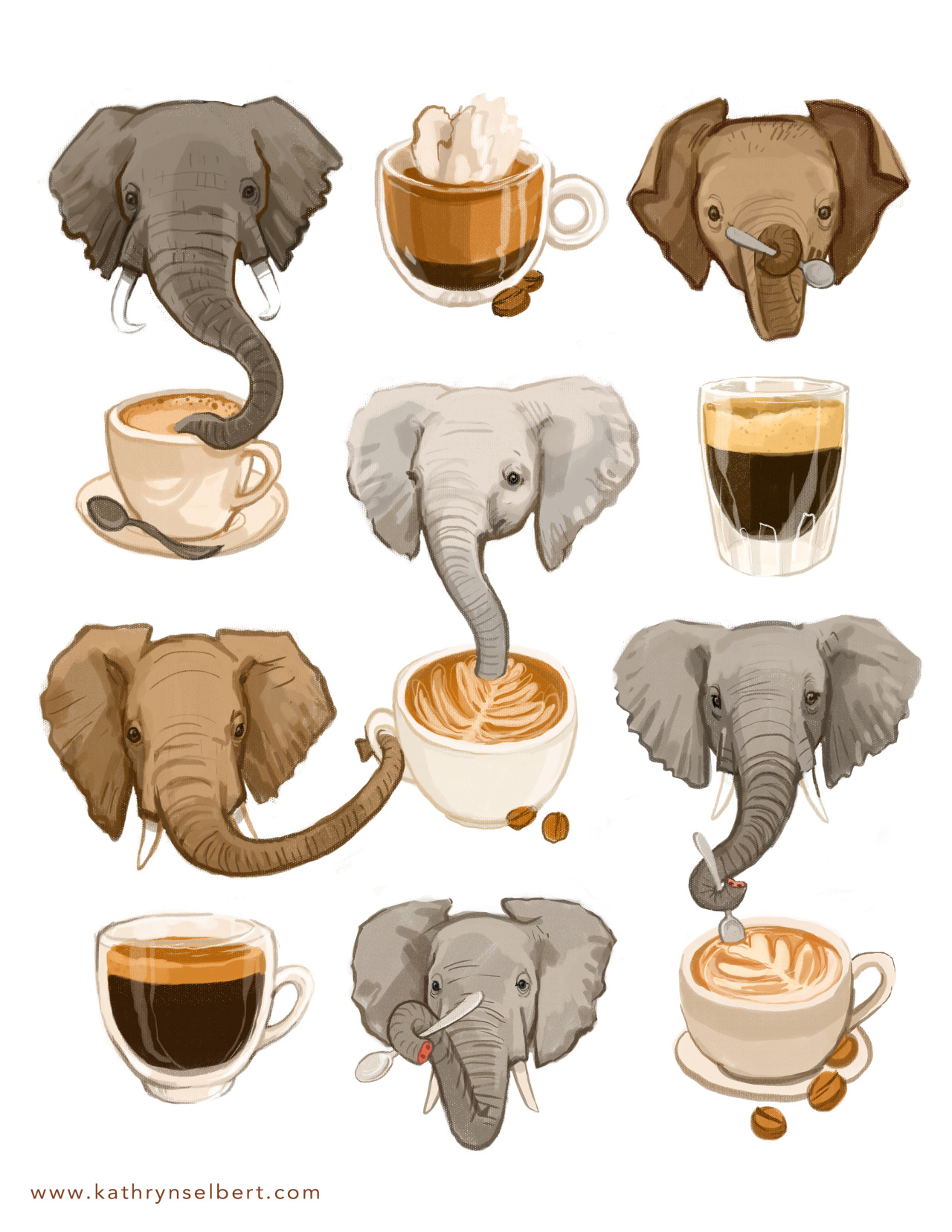Elephants and Espresso by Kathryn Selbert Website  Tumblr   Twitter  Etsy