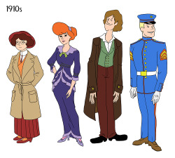 ilarual:  lizmapes:  elvisqueso:  rocky-horror-shit-show:  gameraboy:  Scooby Gang through the Ages by Julia Wytrazek  So based on the original cartoon:Velma is from the 90sDaphne is from the 50sShaggy is from the 70sFred is from the 20sScooby is not