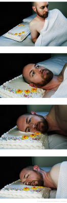 coelasquid:  skylorde:  livinmokotory:  adhdalistair:  penisennui:  (via Justin Jorgensen) “In 2007 I worked with photographers Williams + Hirakawa to create a concept piece of me sleeping on a sheet cake. I though these cakes looked like pillows, and