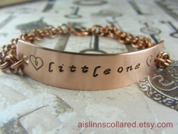 aislinnseroticjewels:  Littleone Handstamped Copper Chainmailled Bracelet  