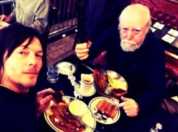 Norman and Scott swapping stories over breakfast