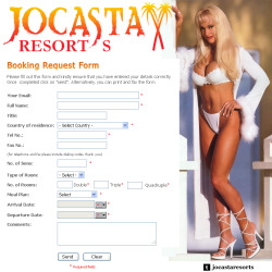 jocastaresorts:  Fill in the form and book your holidays!