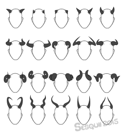 sesquii:I really like horns, so here, have a set horns, antlers and feelers! Feel free to use as a reference or inspiration, no need to credit. :)