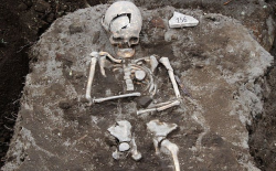 sixpenceee:A &ldquo;vampire grave&rdquo; in Bulgaria holds a skeleton with a stake through its heart. It’s a skeleton from the 13th century. The remains once belonged to a man who was likely in his 40s. An iron rod had been hammered through his chest