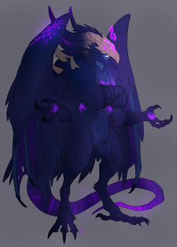 hornedfreak:  Oh hey look, something WoW-related. Basically I caved in and created a warlock character, because warlocks = demons.  This is supposed to be the demon that will unfortunately be bound to the lock, and he’s obv. based off of Deathbringer