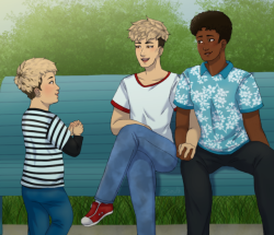 bismuthsnowflakes: aaaaa this was my gift for @thcrsthry as part of the @jmgiftexchange this year!! it was so much fun to draw and i’d definitely do it again in a heartbeat!!!  the prompt i got was jean as a single dad going on dates with his new boyfrien