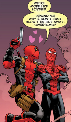 elementalphantomthief:  I saw these on buzzfeed, and I am not sure which issues these panels come from. Still thought it was pretty funny and made me smile to know Deadpool knows of his fangirls and thier shipping habits. 