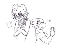 Silly doodle I did over Twitter you guys might appreciate   Undyne needs to up her neck armor around Alphys these days with all that gill play going around.