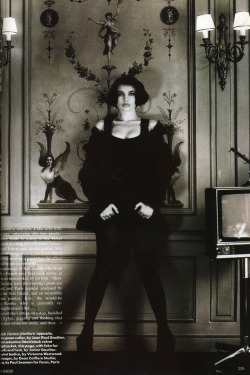 70rgasm:  Beatrice Dalle in Vivienne Westwood Bodice, Vogue UK, 1988