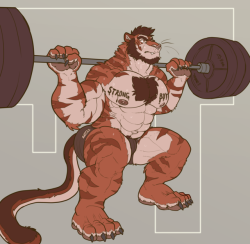 grimfaust: Toffee grinding those big lifts out~  for @toffeetiger 