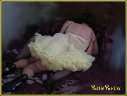 pattiespics:  It’s Petticoat Playtime ! Monica, Terri Gurl’s  wife, has given Sissy Pattie a most delightful afternoon love gift.  Pattie had been playing in Monica’s panties for the first time when  Monica removed them and spread her legs as Pattie