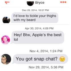 If you&rsquo;re single Tinder is the funniest thing in the world 😭 #beardlove #heyyougot #kik #Tinder #tinderfails #apple
