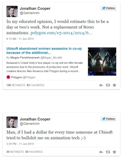 systemamoebae:  Naughty Dog animator calls out Ubisoft’s Assassin’s Creed: Unity bullshit for what it is. 