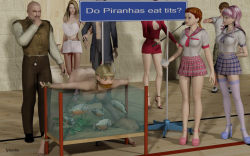 happy-cannibal:  Dolcett High Science Fair – Do piranhas eat tits?