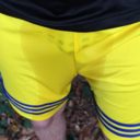 wetdude792:Wet gray pants in the forest