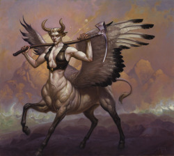 &ldquo;Avatar of Hope&rdquo; art by Mark Zug  &ldquo;This one of my favorite Magic cards I&rsquo;ve done. I&rsquo;ve given her anceint Near-East symbology; horns for many centuries evoked virility, power and plenty, which the Minotaur expressed in the