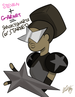 I was thinking about Rose/Steven and fusing with other gems. Like Rainbow Quartz, I think all of Rose’s fusions with the crystal gems would be some type of Quartz. With Garnet and Rose, I’m thinking Smoky Quartz. This isn’t how I would draw Rose