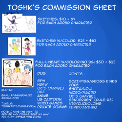 toshkarts: toshkarts:  PLEASE READ HERE AS WELL: PAYPAL ONLY!! I am NOT limited to just DBZ stuff despite it being what I draw most, I am fully capable of drawing other characters people like such as Rave, Juri Han, Ryuko Matoi, etc. I find this important