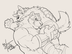 takemotoarashi:  [Quick sketch + unboxing]Characters from my comic on Furry Suplex 2. It’s also my first time been invited on a Japanese doujin.XDClick here to see more info about Furry Suplex 2.